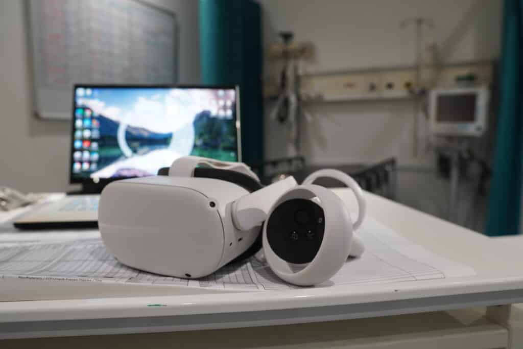 VR headset on desk
